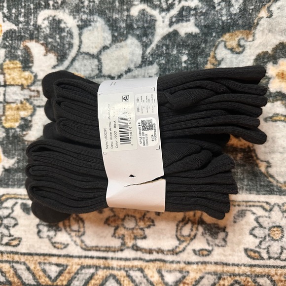 NEW Under Armour UA Cotton Crew Socks 6 Pack Black Size LG Cushion Arch Support - Picture 3 of 5